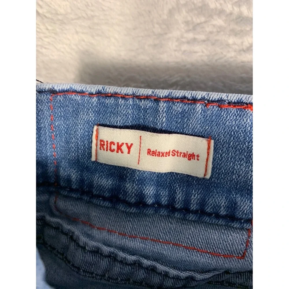 True Religion Ricky Relaxed Straight Jeans Men's 36 Blue Cotton Blend‎ Used